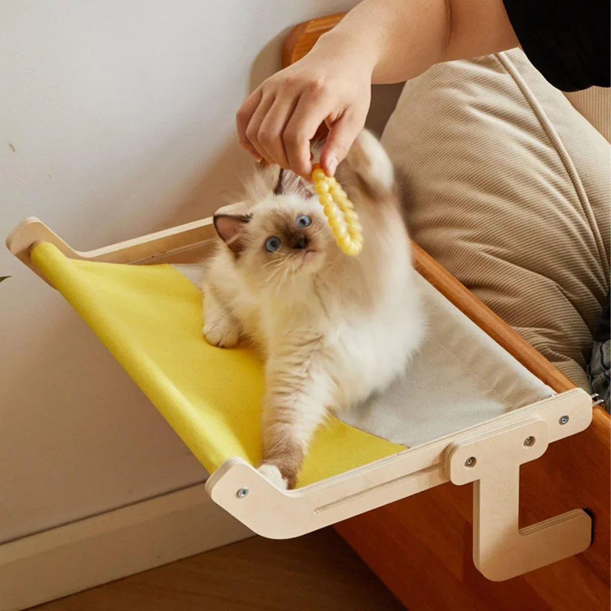 Window Hanging Cat Hammock Solid Wood Sun Bed Nest for All Seasons Durable view 12