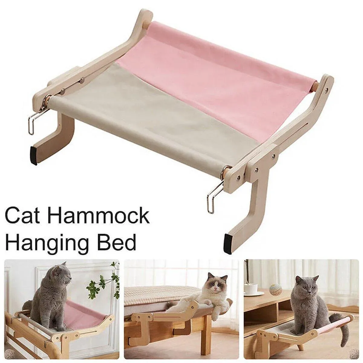 Window Hanging Cat Hammock Solid Wood Sun Bed Nest for All Seasons Durable view 14
