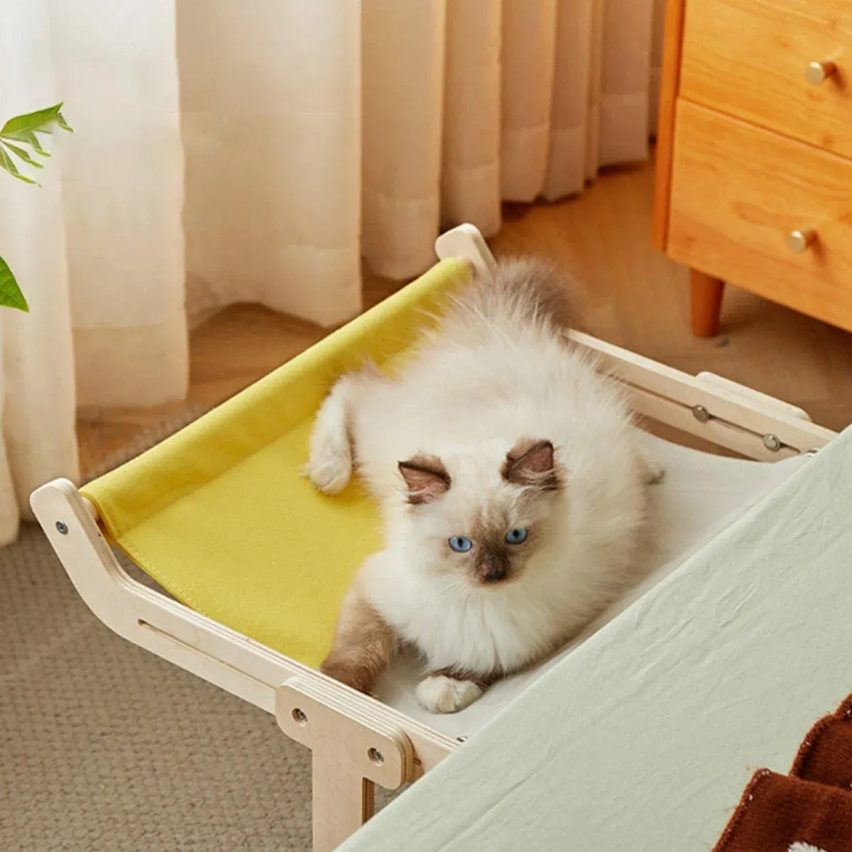 Window Hanging Cat Hammock Solid Wood Sun Bed Nest for All Seasons Durable view 15