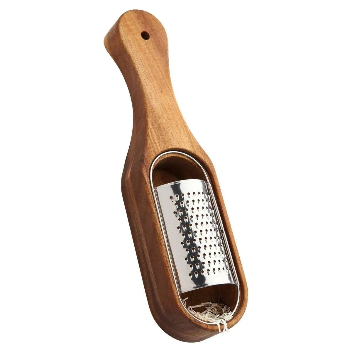 Premium Stainless Steel Cheese Grater with Acacia Wood Handle Scraper Planer view 2