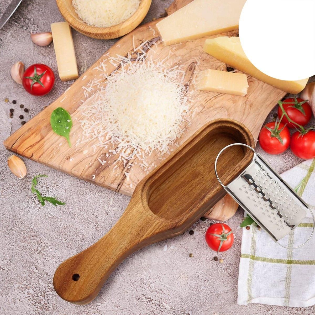Premium Stainless Steel Cheese Grater with Acacia Wood Handle Scraper Planer view 11