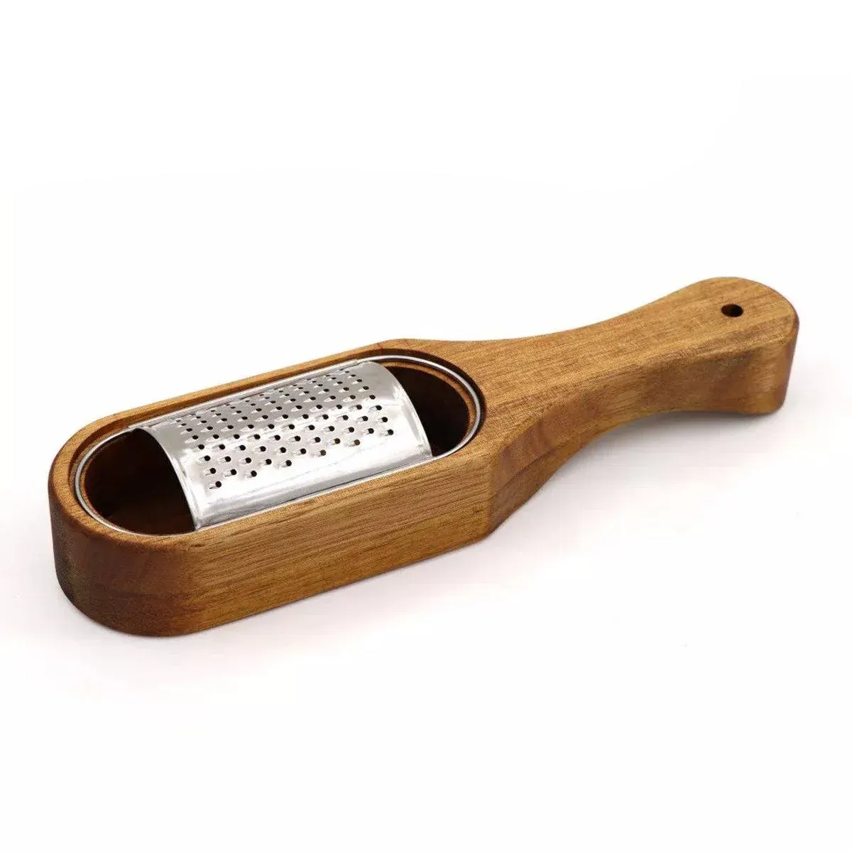 Premium Stainless Steel Cheese Grater with Acacia Wood Handle Scraper Planer view 14