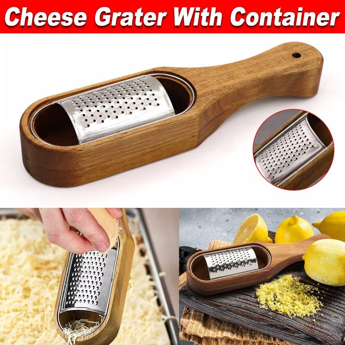 Premium Stainless Steel Cheese Grater with Acacia Wood Handle Scraper Planer view 15