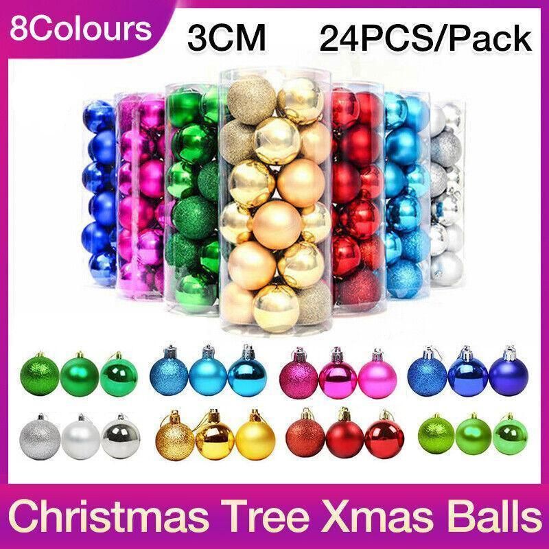 24Pcs/Pack Christmas Tree Xmas Balls Decorations Baubles Party Wedding view 2