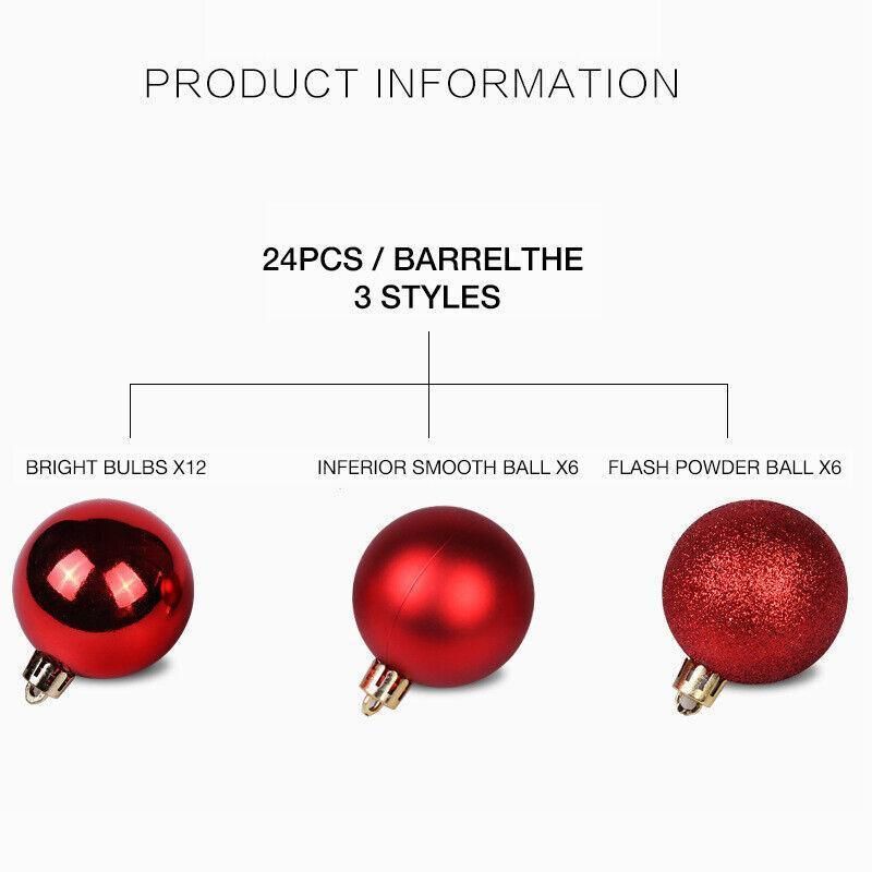 24Pcs/Pack Christmas Tree Xmas Balls Decorations Baubles Party Wedding view 9