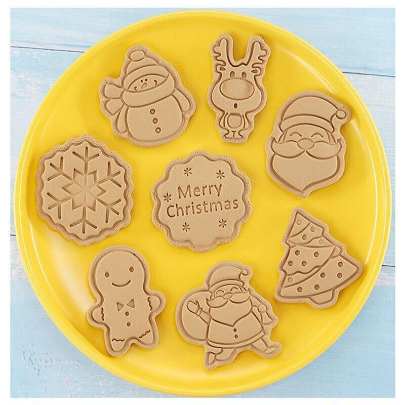 8PCS Christmas Cookie Cutter Set 3D Biscuit Moulds for Baking Fondant Pastry view 7