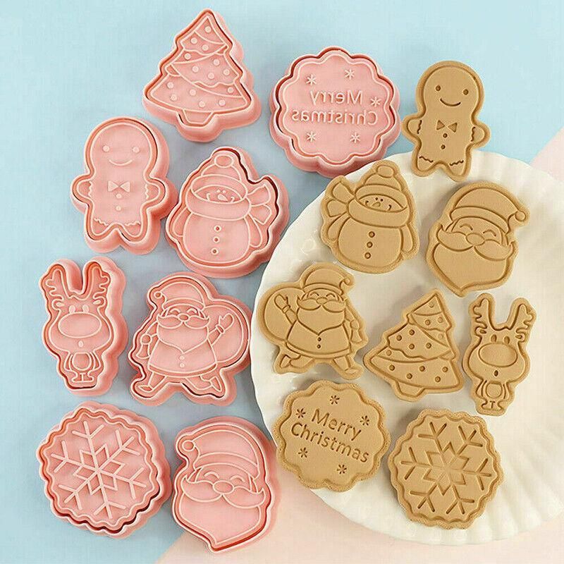 8PCS Christmas Cookie Cutter Set 3D Biscuit Moulds for Baking Fondant Pastry view 11