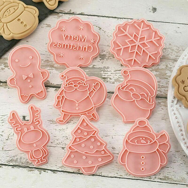 8PCS Christmas Cookie Cutter Set 3D Biscuit Moulds for Baking Fondant Pastry view 12