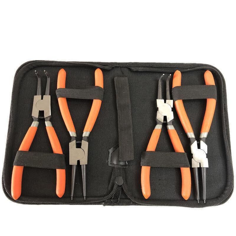 4 Pcs 7inch Circlip Plier Snap Ring Pliers Heavy Duty External Internal With Pouch view 2