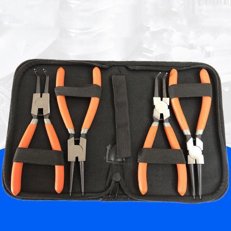 4 Pcs 7inch Circlip Plier Snap Ring Pliers Heavy Duty External Internal With Pouch view 5