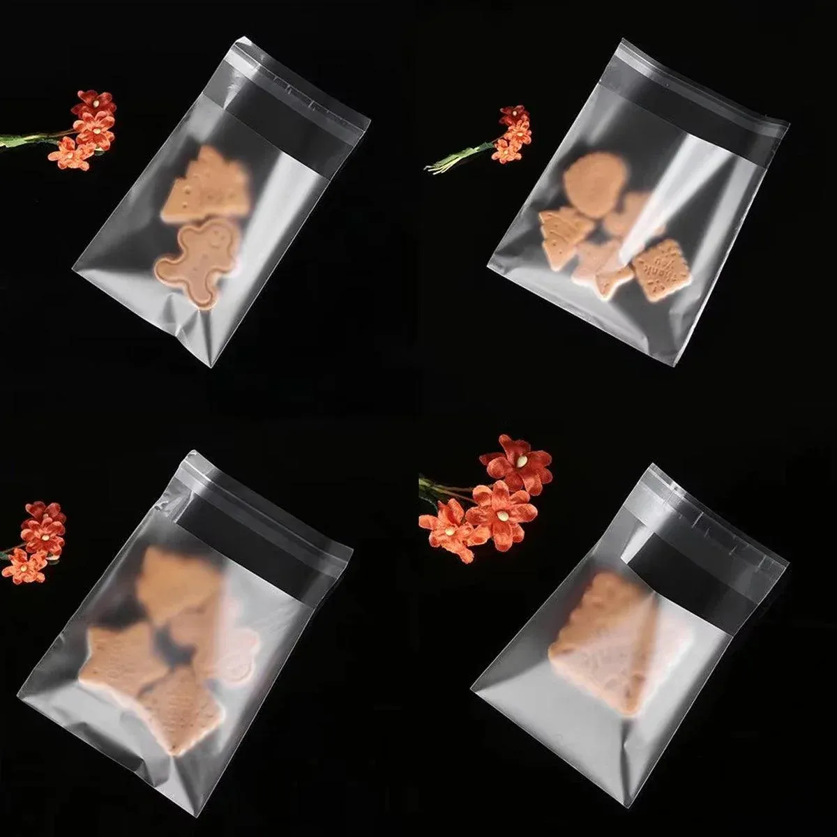 100X Translucent Plastic Candy Packaging Bags Self Adhesive Cookie Biscuit view 10