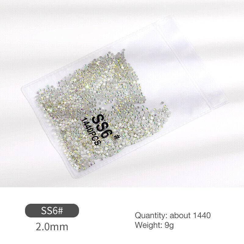 1440Pcs Glitter Rhinestones Crystal Flat Clear Bottom Glass Nail Art Nail view 4