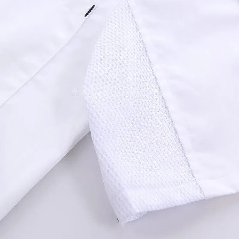 Black Unisex Mesh Sleeve Chef Coat Jacket Restaurant Hotel Cook Short Uniform - XL view 9