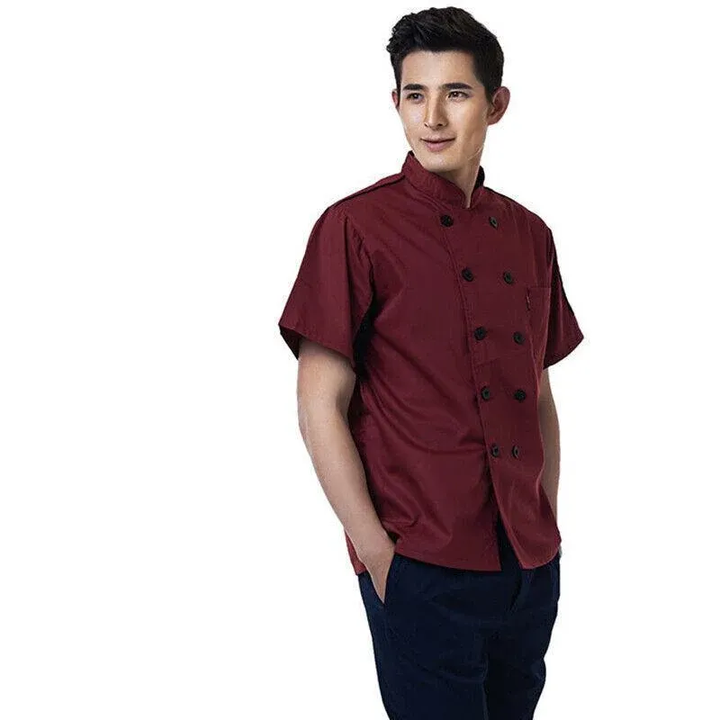 Black Unisex Mesh Sleeve Chef Coat Jacket Restaurant Hotel Cook Short Uniform - XL view 12