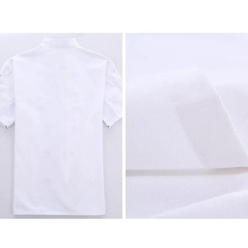 Black Unisex Mesh Sleeve Chef Coat Jacket Restaurant Hotel Cook Short Uniform - XL view 13