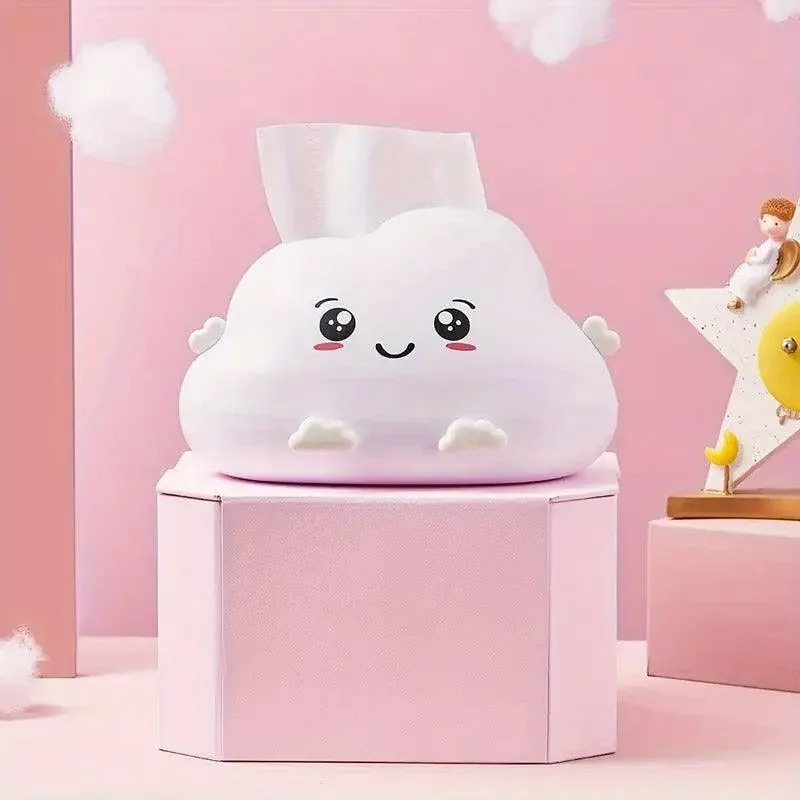 Cute Cartoon Clouds Plastic Tissue Box Desktop Drawer Organizer Storage Box view 4