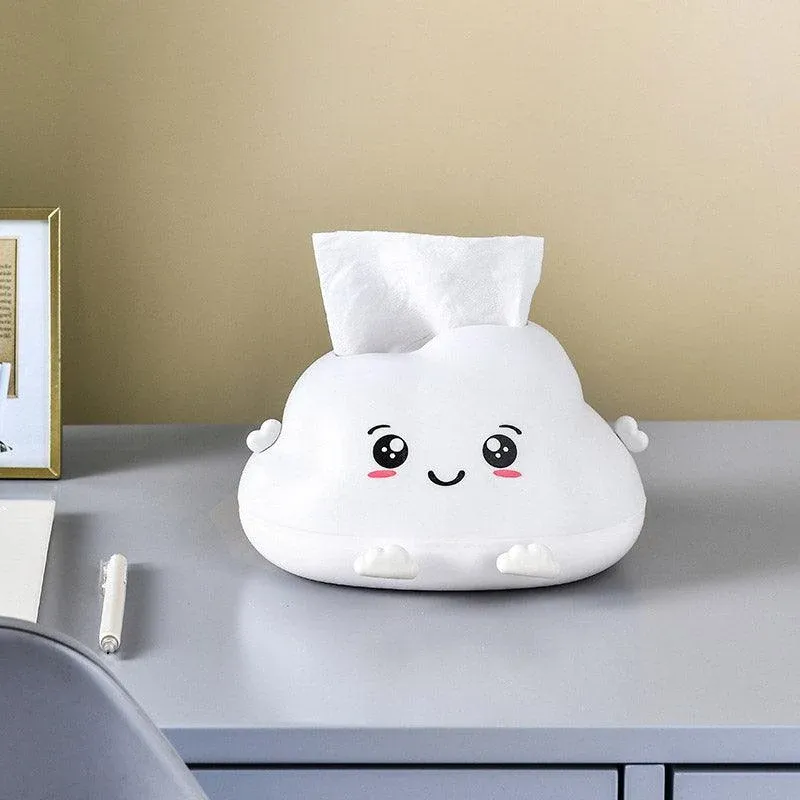 Cute Cartoon Clouds Plastic Tissue Box Desktop Drawer Organizer Storage Box view 5
