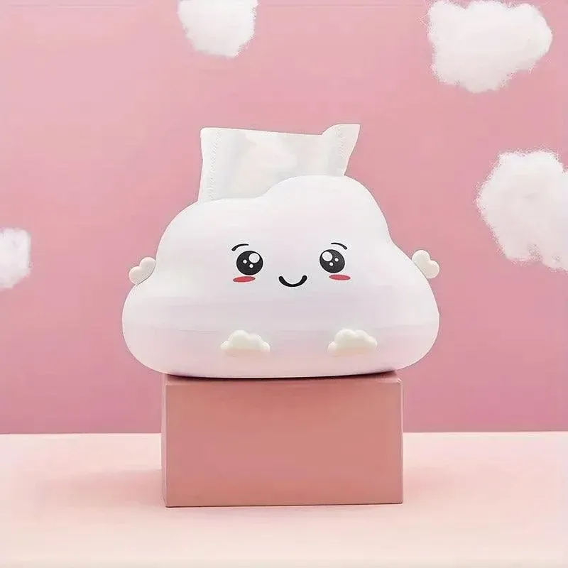 Cute Cartoon Clouds Plastic Tissue Box Desktop Drawer Organizer Storage Box view 10