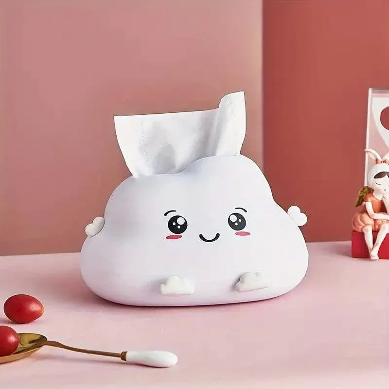 Cute Cartoon Clouds Plastic Tissue Box Desktop Drawer Organizer Storage Box view 11