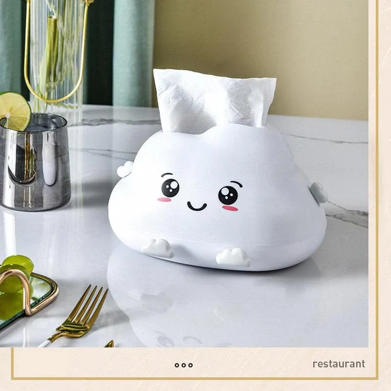 Cute Cartoon Clouds Plastic Tissue Box Desktop Drawer Organizer Storage Box view 13