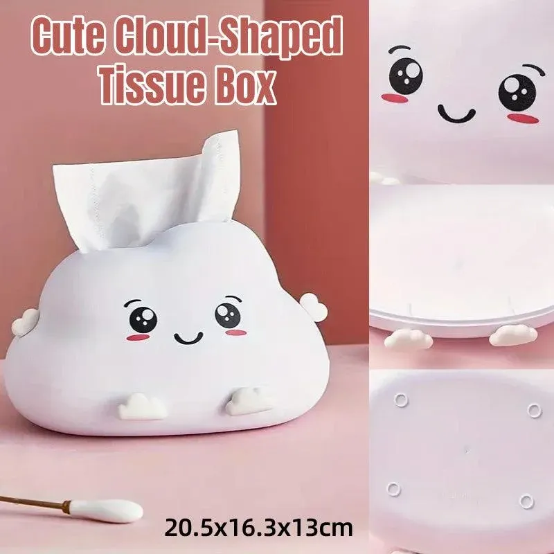Cute Cartoon Clouds Plastic Tissue Box Desktop Drawer Organizer Storage Box view 14