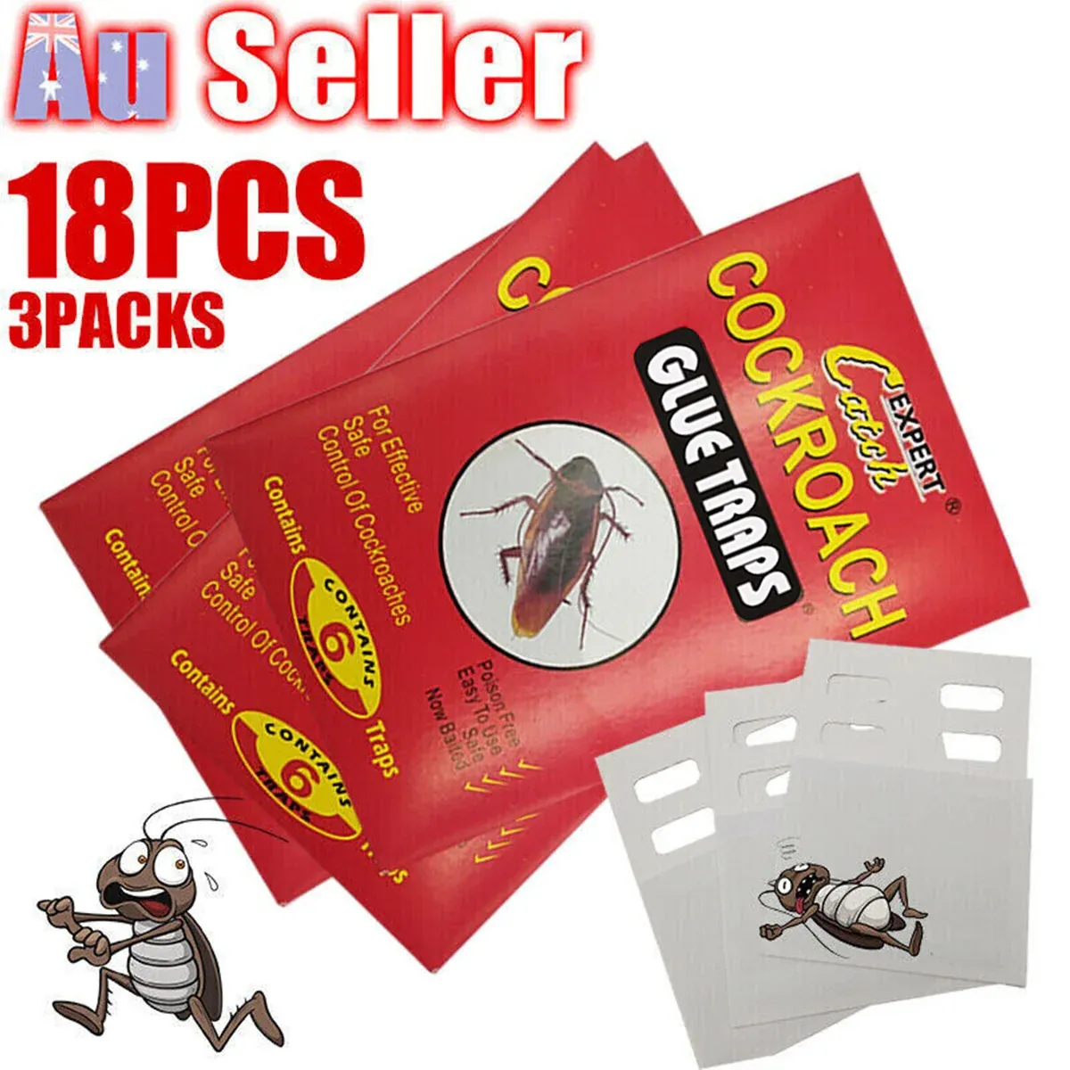 18Pcs /3 Pack Cockroach Bait Sticky Glue Cockroaches Insect Bug Pest Au view 12