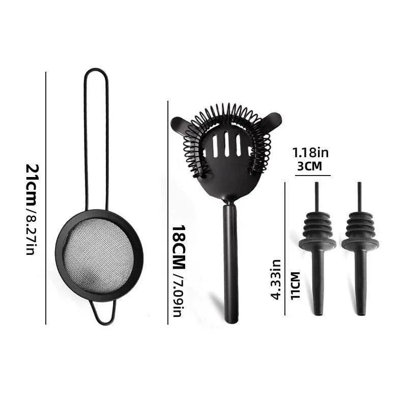 8PCS/700ML Stainless Steel Cocktail Shaker Bartender Tools Set Bar Supplies view 4