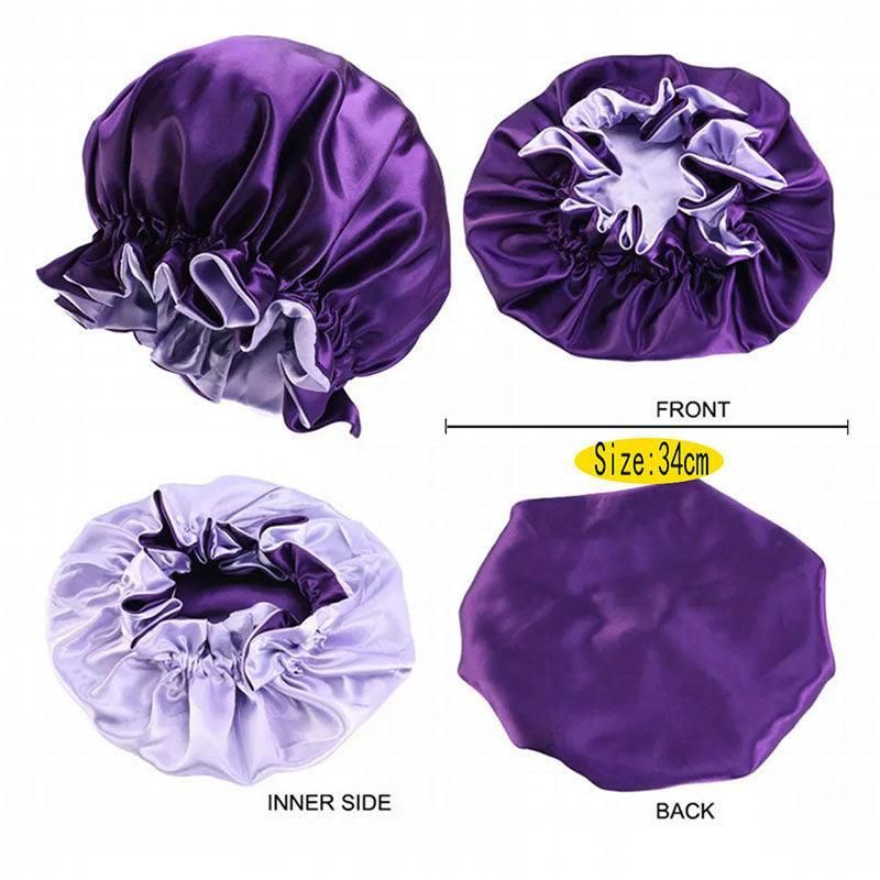Womens Satin Sleep Cap Bonnet Elastic Wide Band Hair Sleeping Hat - Red view 4