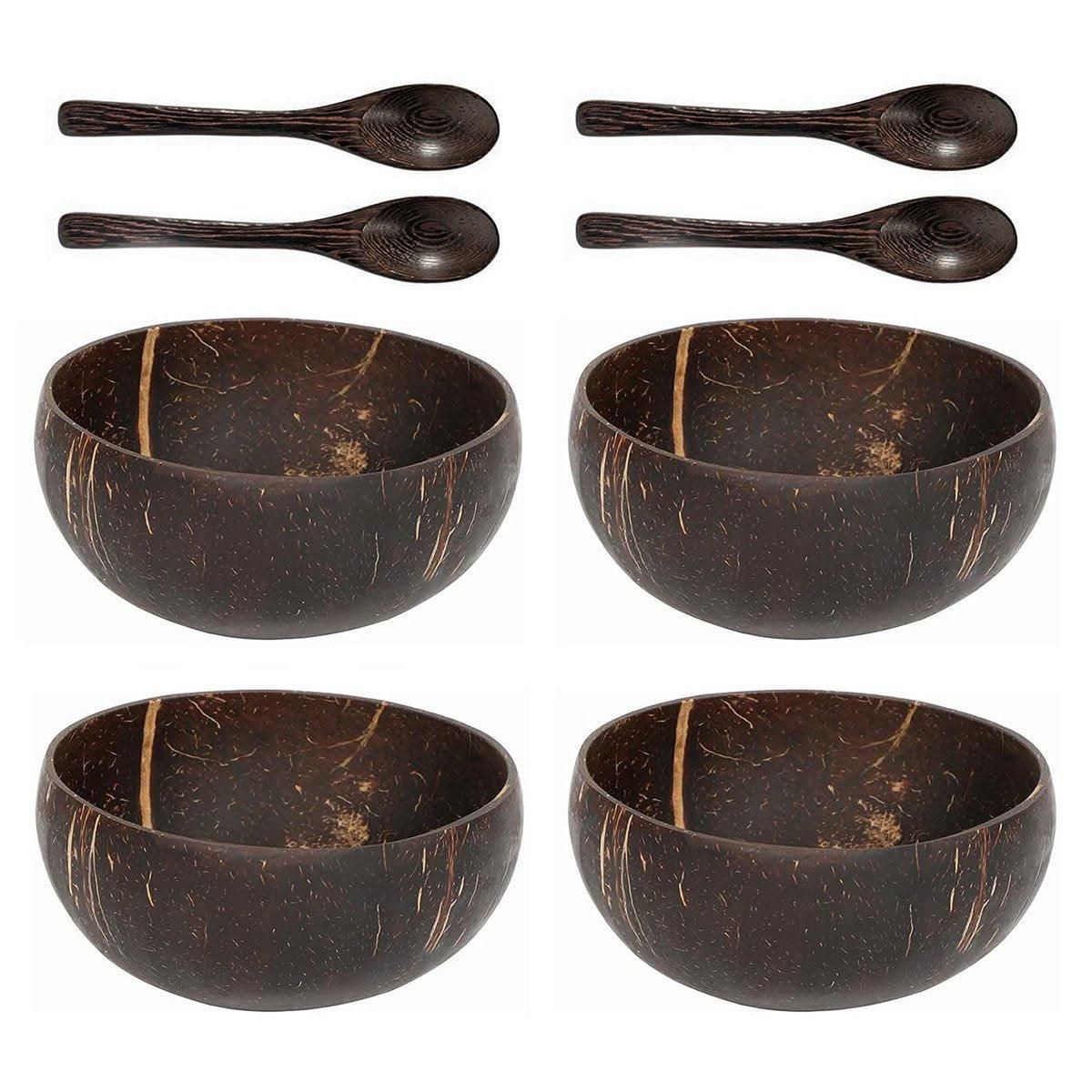 4Sets Natural Coconut Shell Bowls Tableware for Rice Dessert Salad view 2