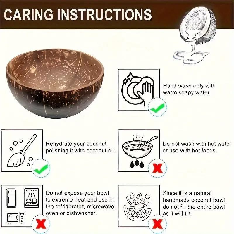 4Sets Natural Coconut Shell Bowls Tableware for Rice Dessert Salad view 5