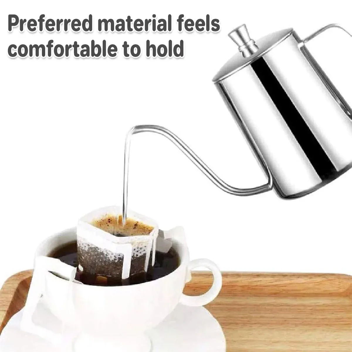 Hand Drip Coffee Pot Stainless Steel Fine Spout Hanging Ear Filter Cup Kettle view 6