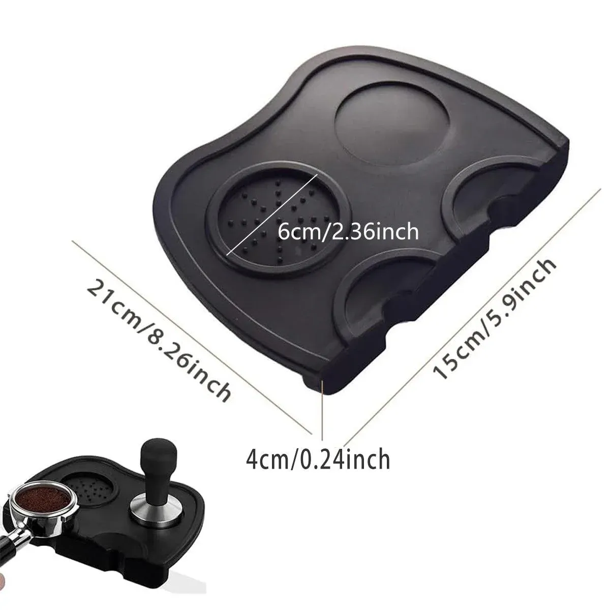 Double Slot Silicone Coffee Tamper Mat | Non-Slip Corner Tamping Pad 21×15×4cm view 3