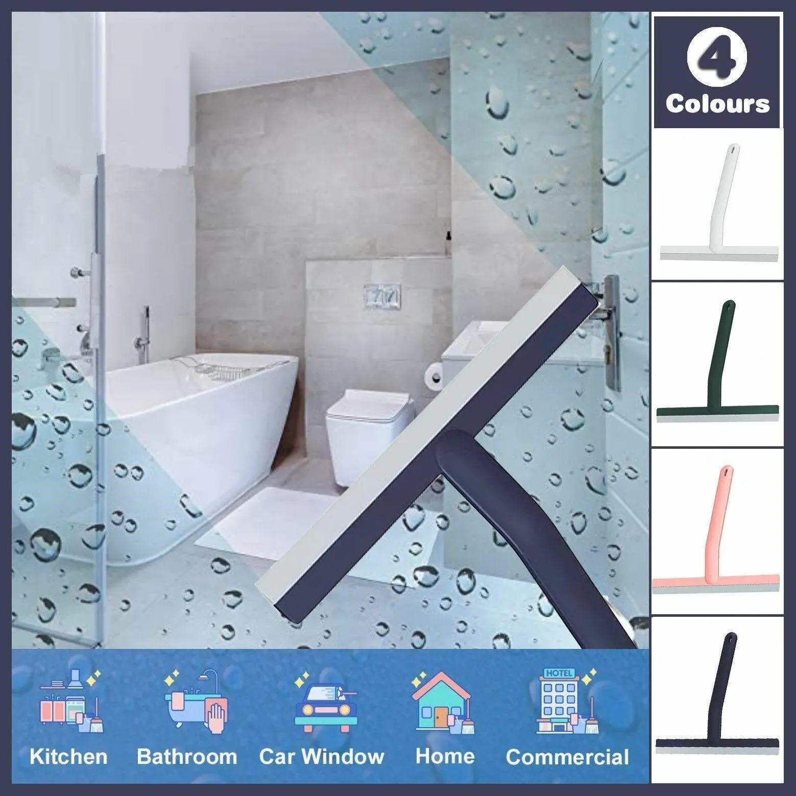 Shower Squeegee Bathroom Mirror Window Glass Cleaner Wiper Home Cleaning Tool view 2