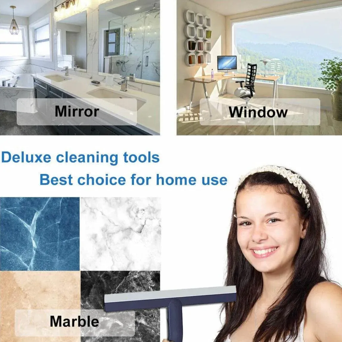 Shower Squeegee Bathroom Mirror Window Glass Cleaner Wiper Home Cleaning Tool view 5