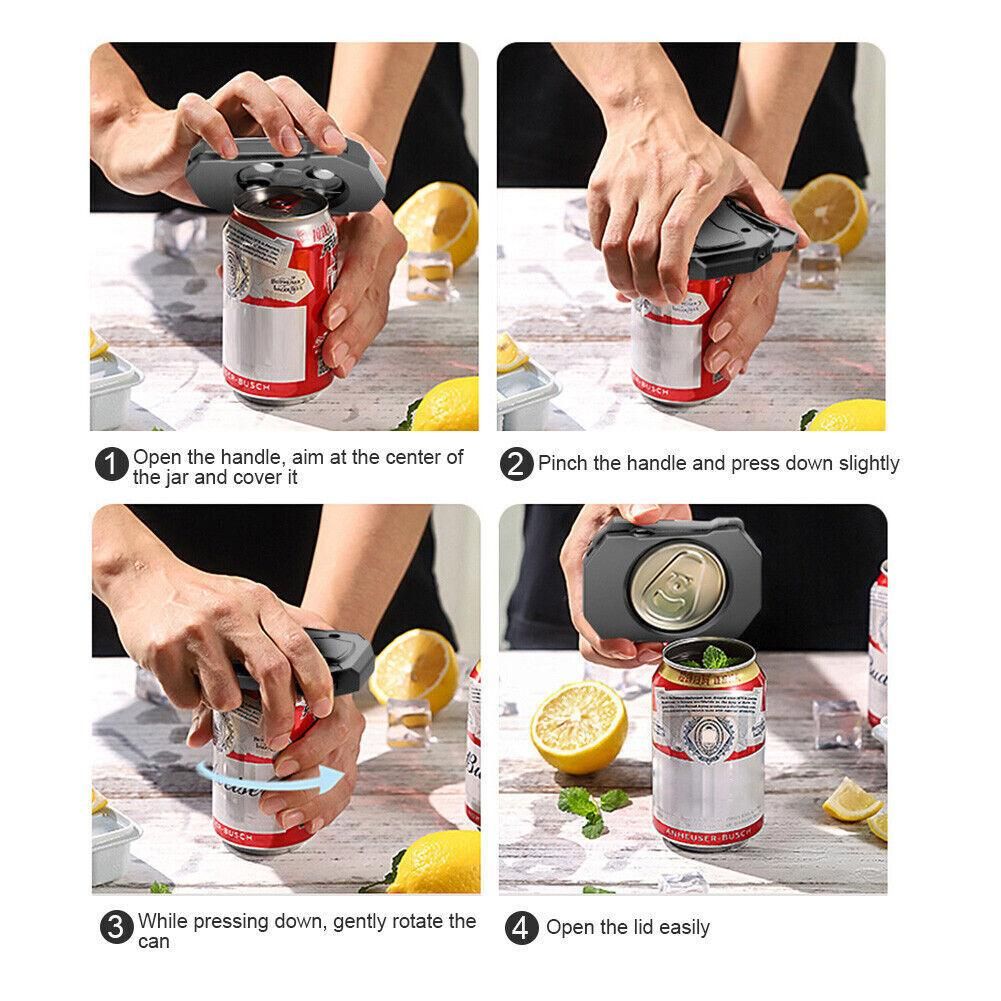 Topless Can Opener Manual Kitchen Tool for Beer Soda and Tin Bottles - Grey view 5