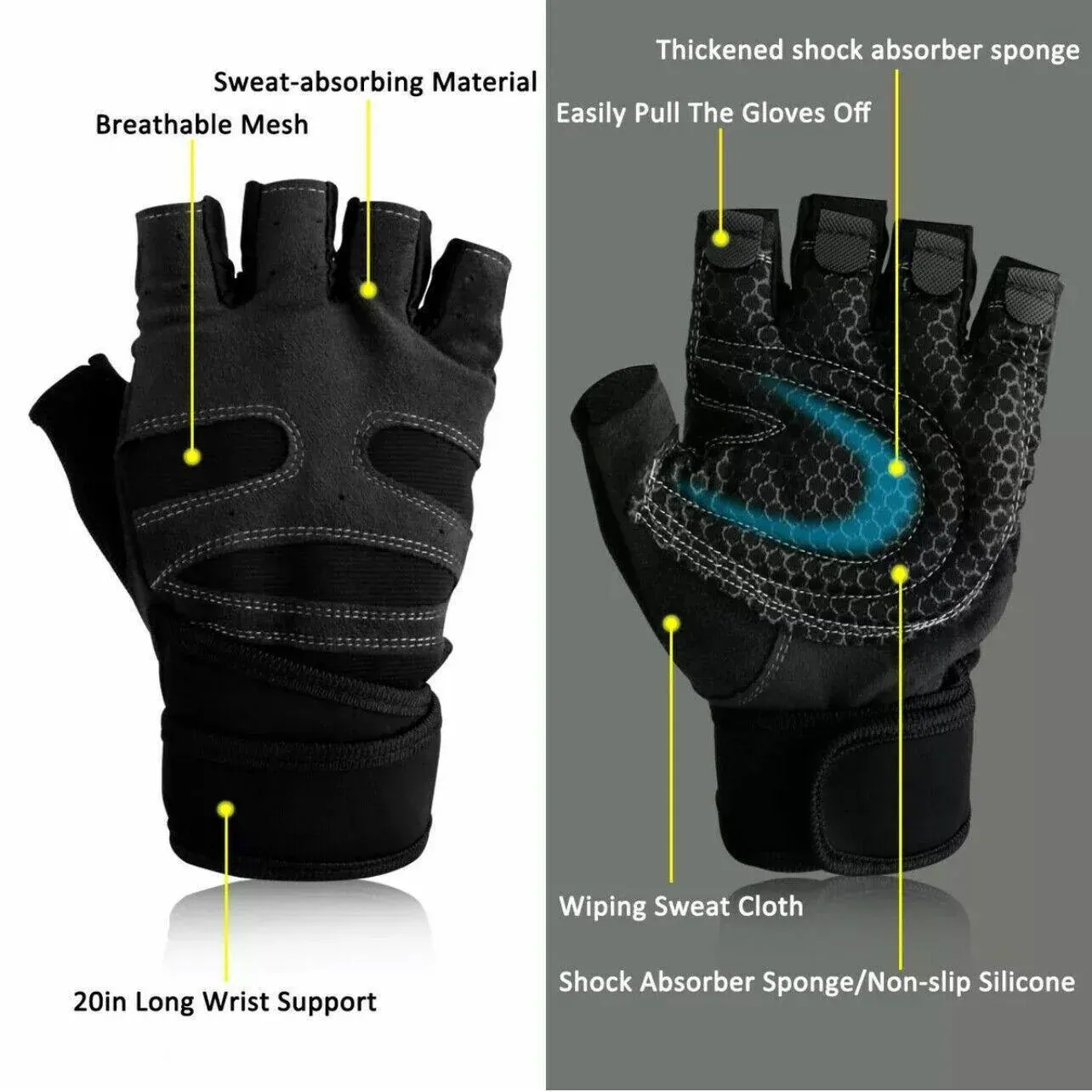 L Size Weight Lifting Gloves Gym Bodybuilding Fitness Workout Cycling Crossfit view 5