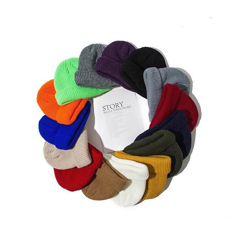 Men Women Mini Fisherman Beanie Winter Spring Hat Soft Knitted Docker Skull view 5