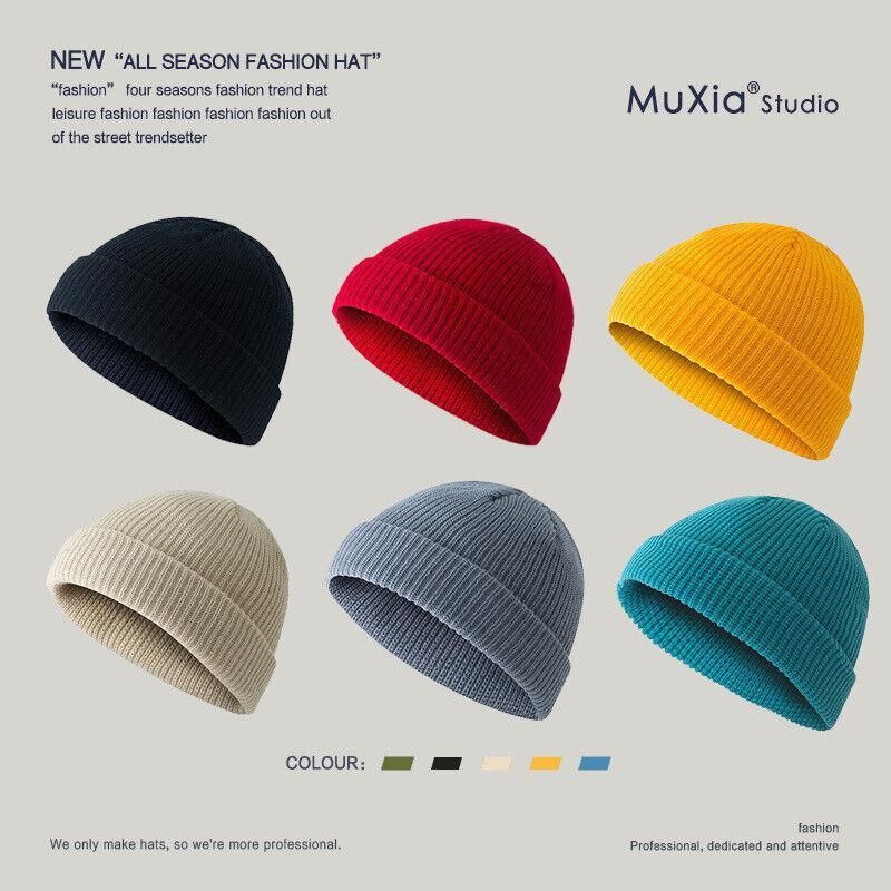 Men Women Mini Fisherman Beanie Winter Spring Hat Soft Knitted Docker Skull view 4