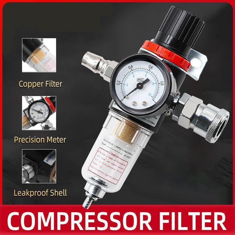 1/4'' Air Compressor Filter Kit with Water Separator & Regulator — image 1