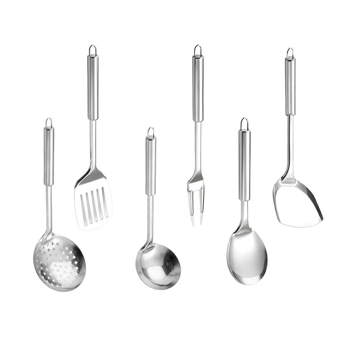 6PCS Stainless Steel Kitchen Utensil Set with Frying Spatula Colander and Spoon view 2