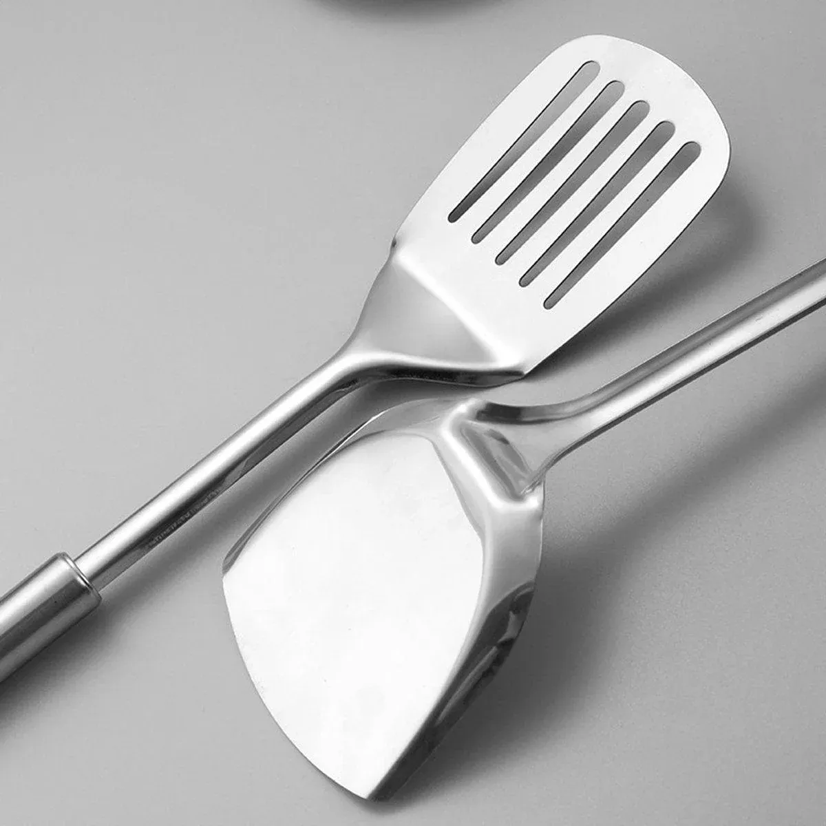 6PCS Stainless Steel Kitchen Utensil Set with Frying Spatula Colander and Spoon view 6