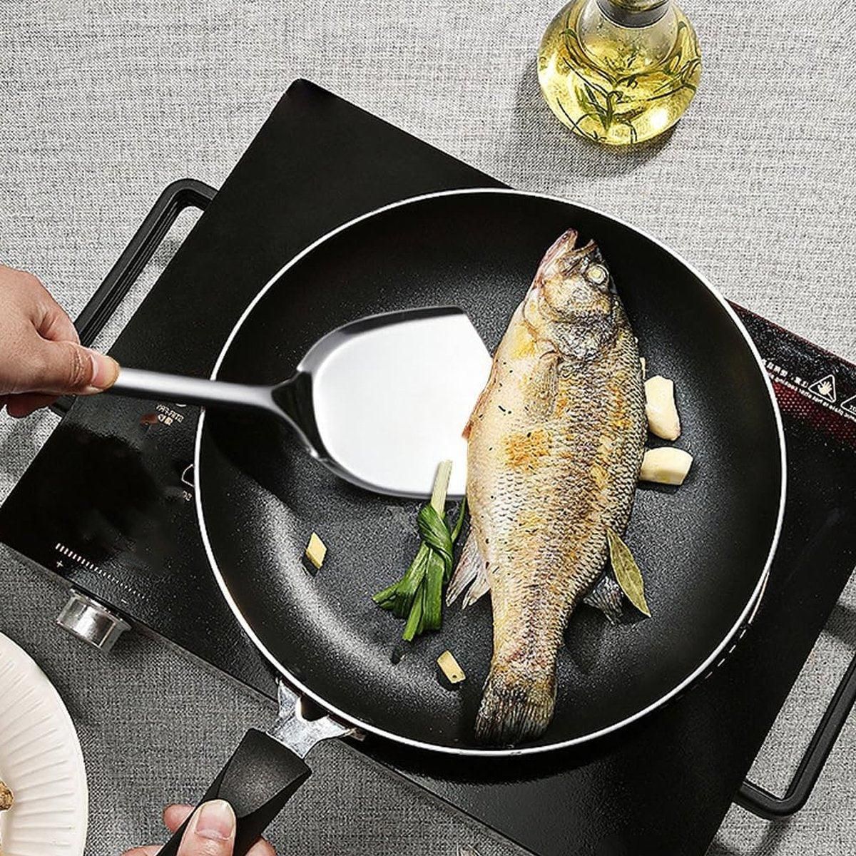 6PCS Stainless Steel Kitchen Utensil Set with Frying Spatula Colander and Spoon view 7