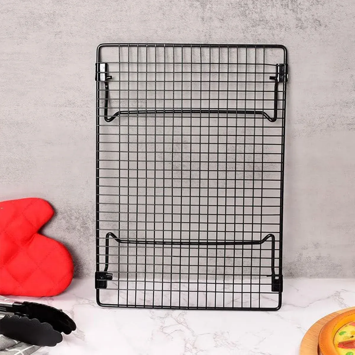 Collapsible Black Mesh Cake Cooling Rack Foldable Baking Tray for Kitchen Use view 7