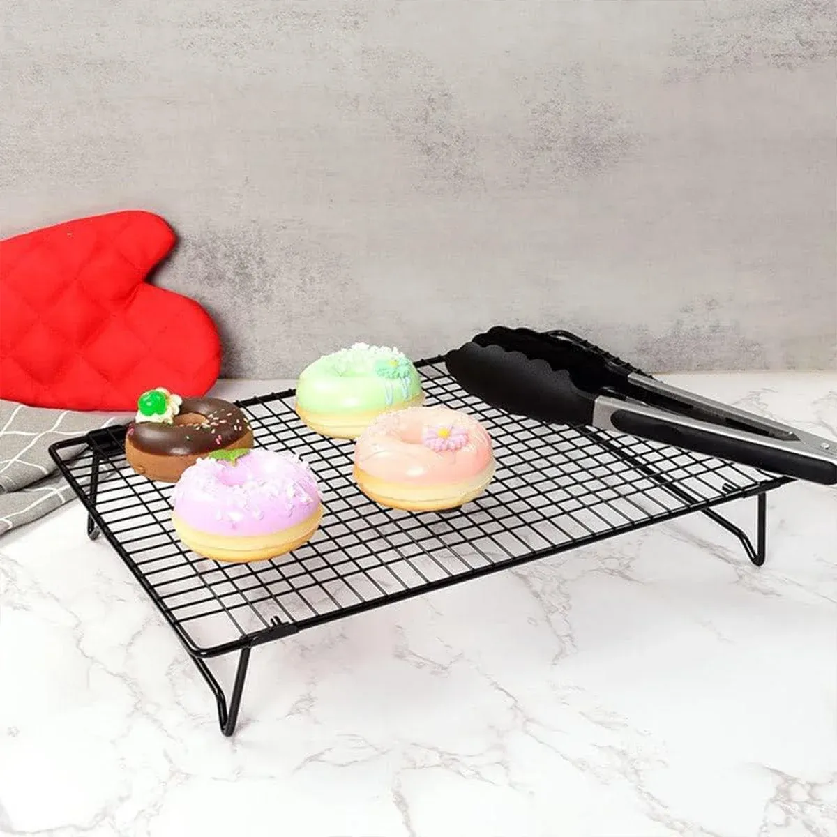 Collapsible Black Mesh Cake Cooling Rack Foldable Baking Tray for Kitchen Use view 10