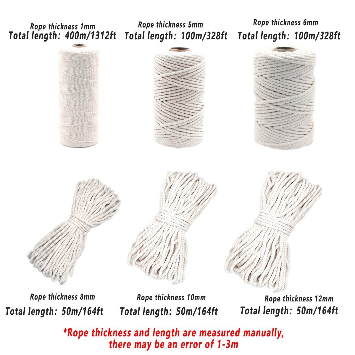 Cotton Rope Macrame Cord 1-12mm DIY Craft Tapestry Binding Decorative String view 4
