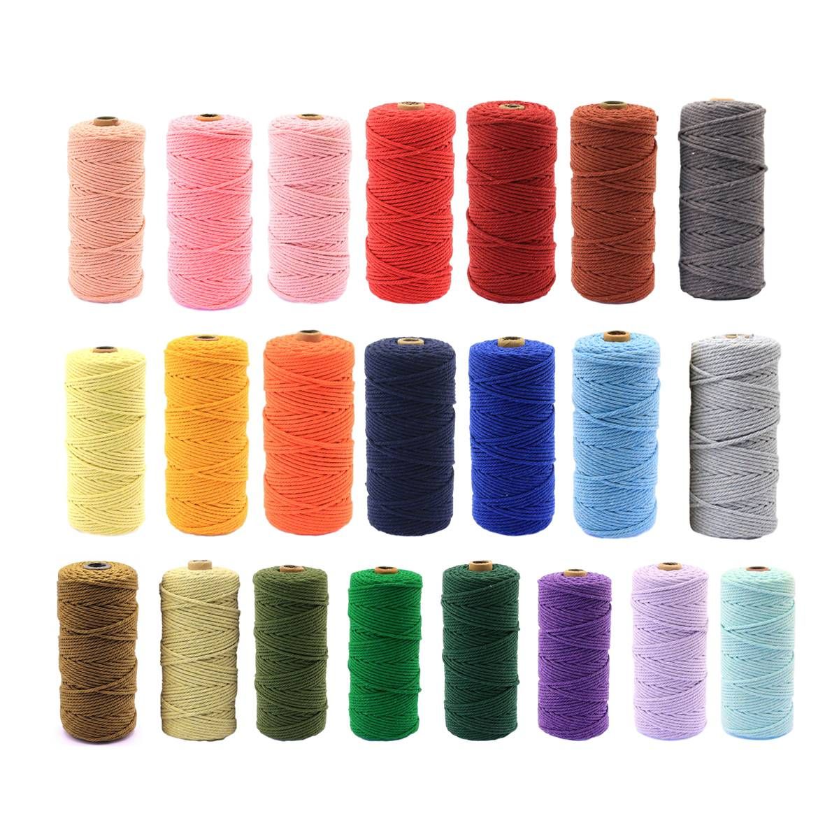 3mm Colored Cotton Rope DIY Hand Woven Macrame Cord Tapestry Binding Craft view 3