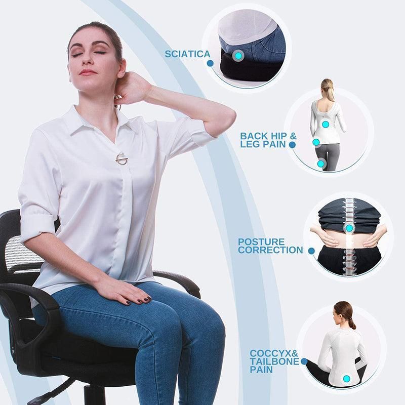 Orthopaedic Memory Foam Seat Cushion Support Back Pain Chair Pillow Car - Grey view 6