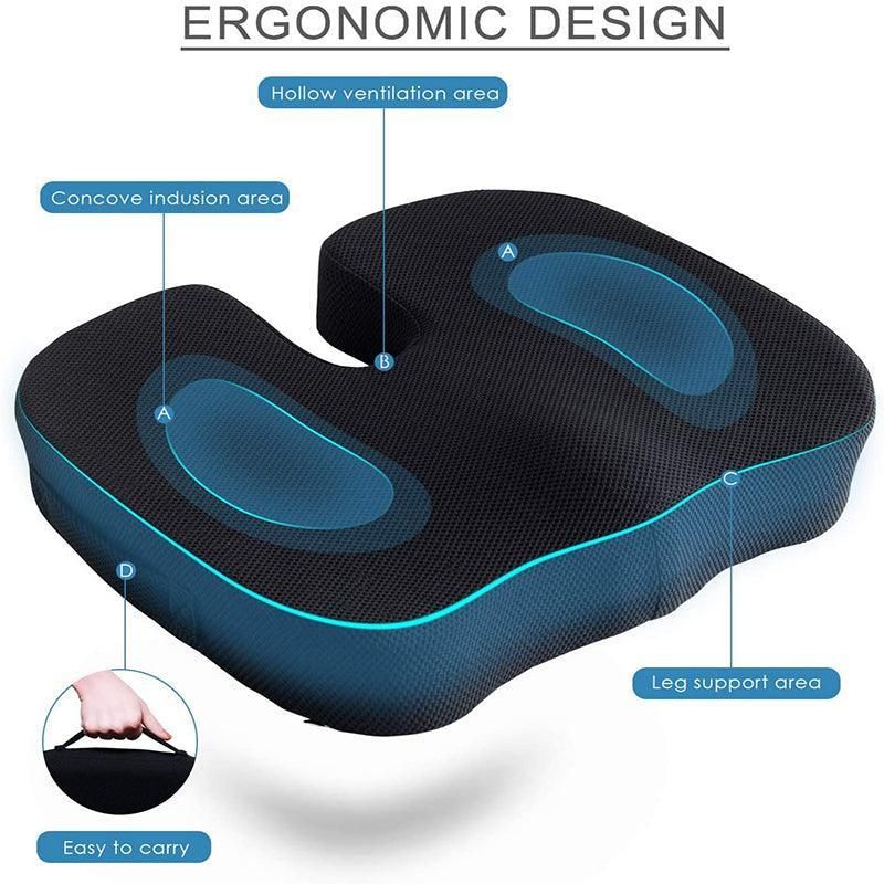 Orthopaedic Memory Foam Seat Cushion Support Back Pain Chair Pillow Car - Grey view 11