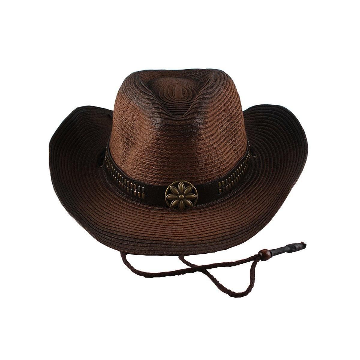 Outdoor Western Cowboy Hat Unisex Straw Hat Visor Hats Big Wide Brim Hat — image 1