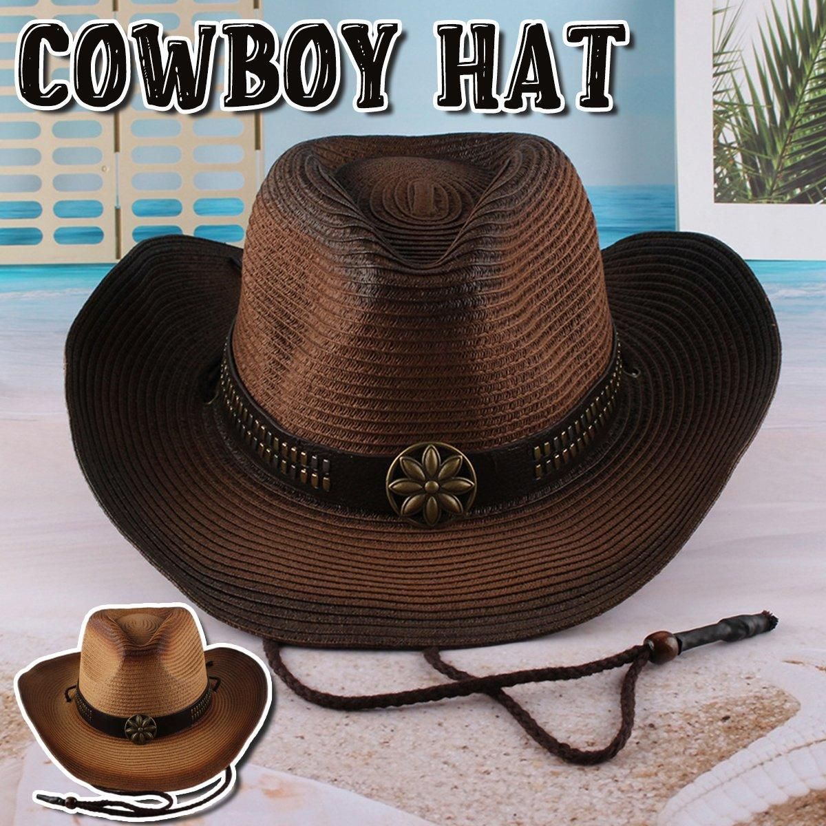 Outdoor Western Cowboy Hat Unisex Straw Hat Visor Hats Big Wide Brim Hat view 2